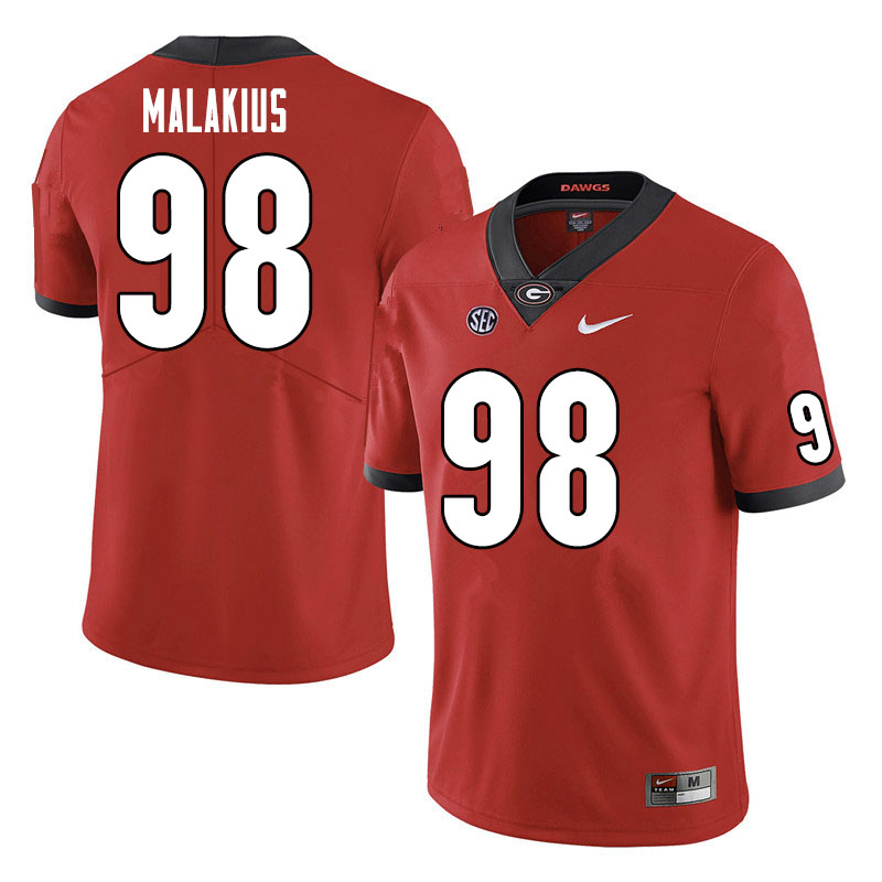 Men #98 Tyler Malakius Georgia Bulldogs College Football Jerseys Sale-Red - Click Image to Close